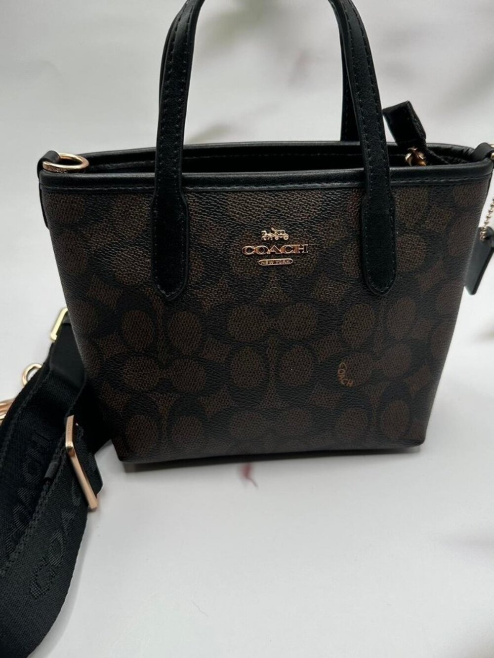 Brown Coach Signature Canvas Mini Soho Shoulder Bag